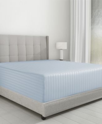 Striped 500 Thread Count Fitted Sheet Only, 100% Cotton Sateen, Fully Elasticized with Deep Pockets by California Design Den