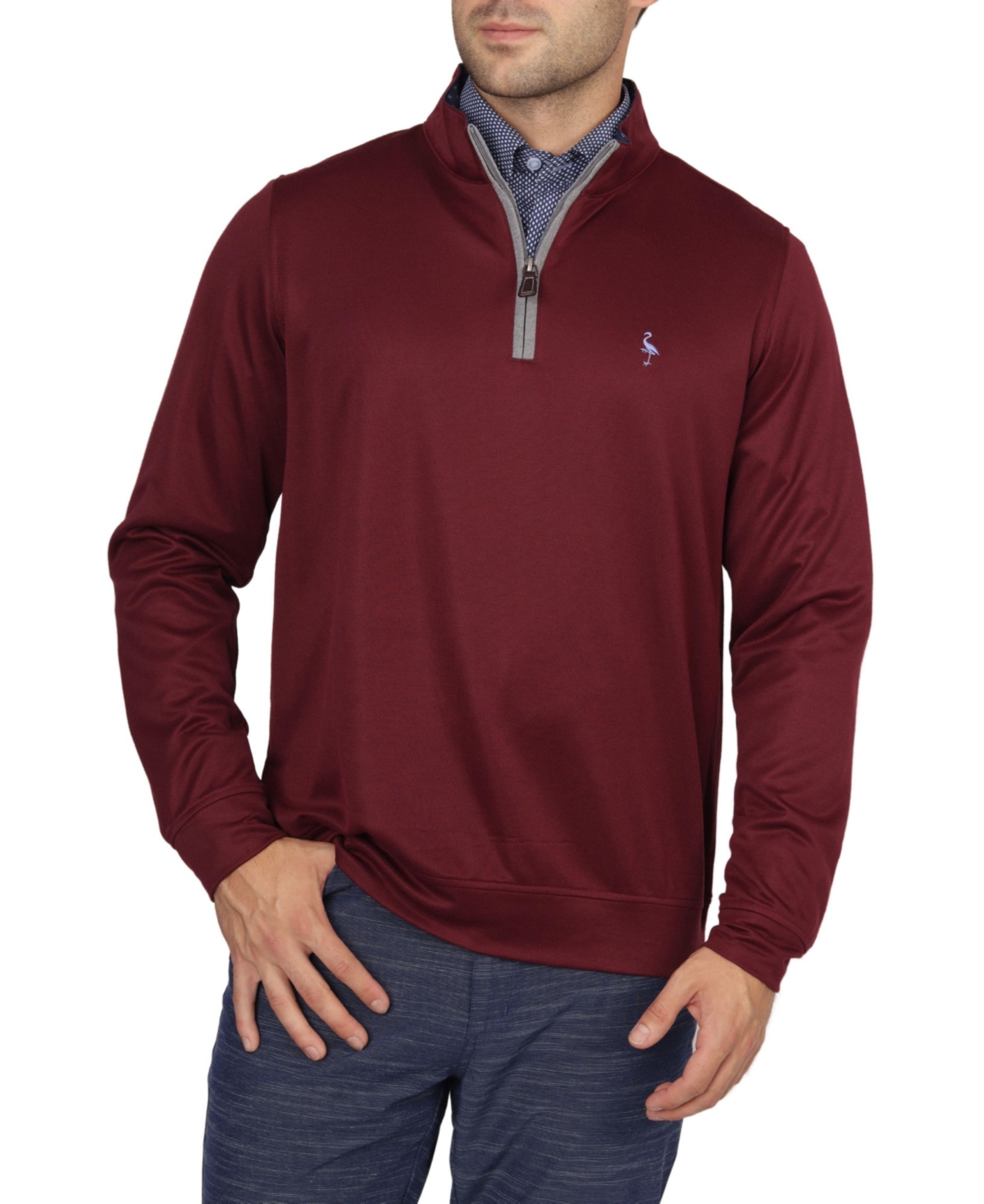 TAILORBYRD MENS SOLID MODAL QZIP PULLOVER SWEATER