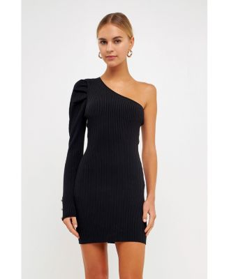 Women's Puff Sleeve One Shoulder Dress