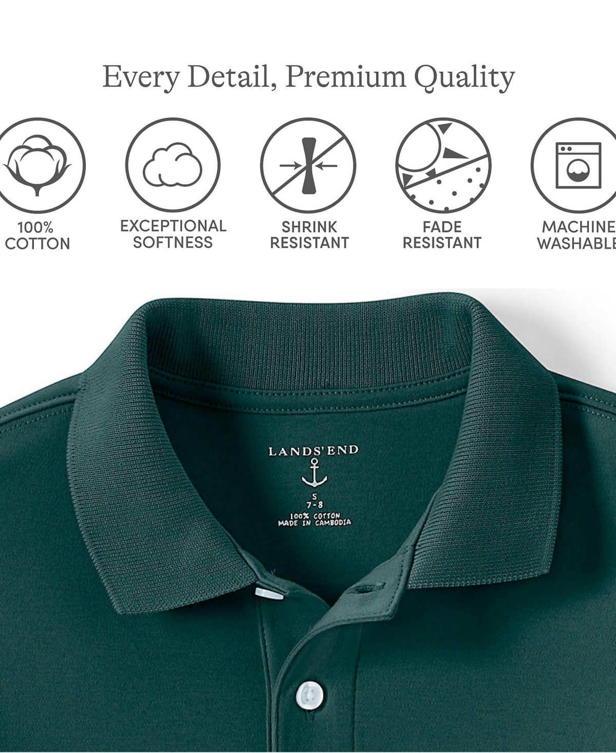 Lands' End Boys Short Sleeve Interlock Polo Shirt