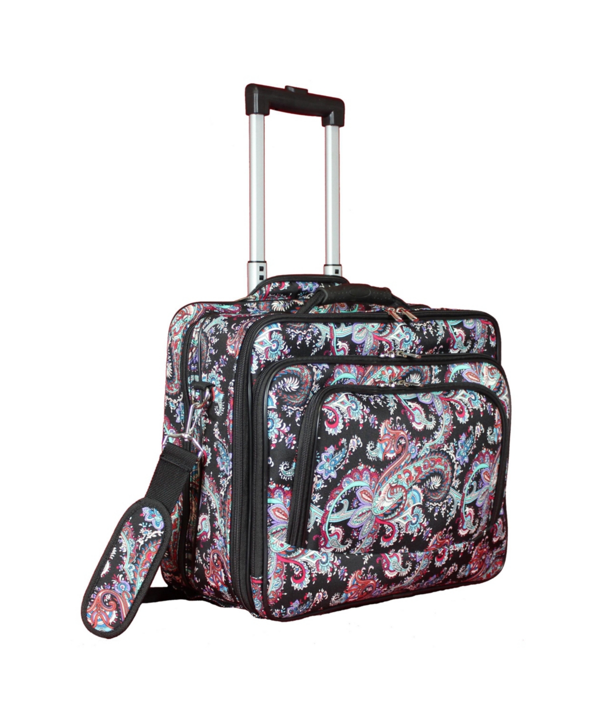 17-inch Rolling Laptop Case with Wheels and Handle - Paris pink
