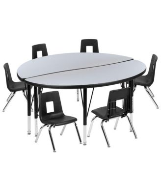 47.5" Circle Wave Collaborative Laminate Activity Table Set With 14" Student Stack Chairs