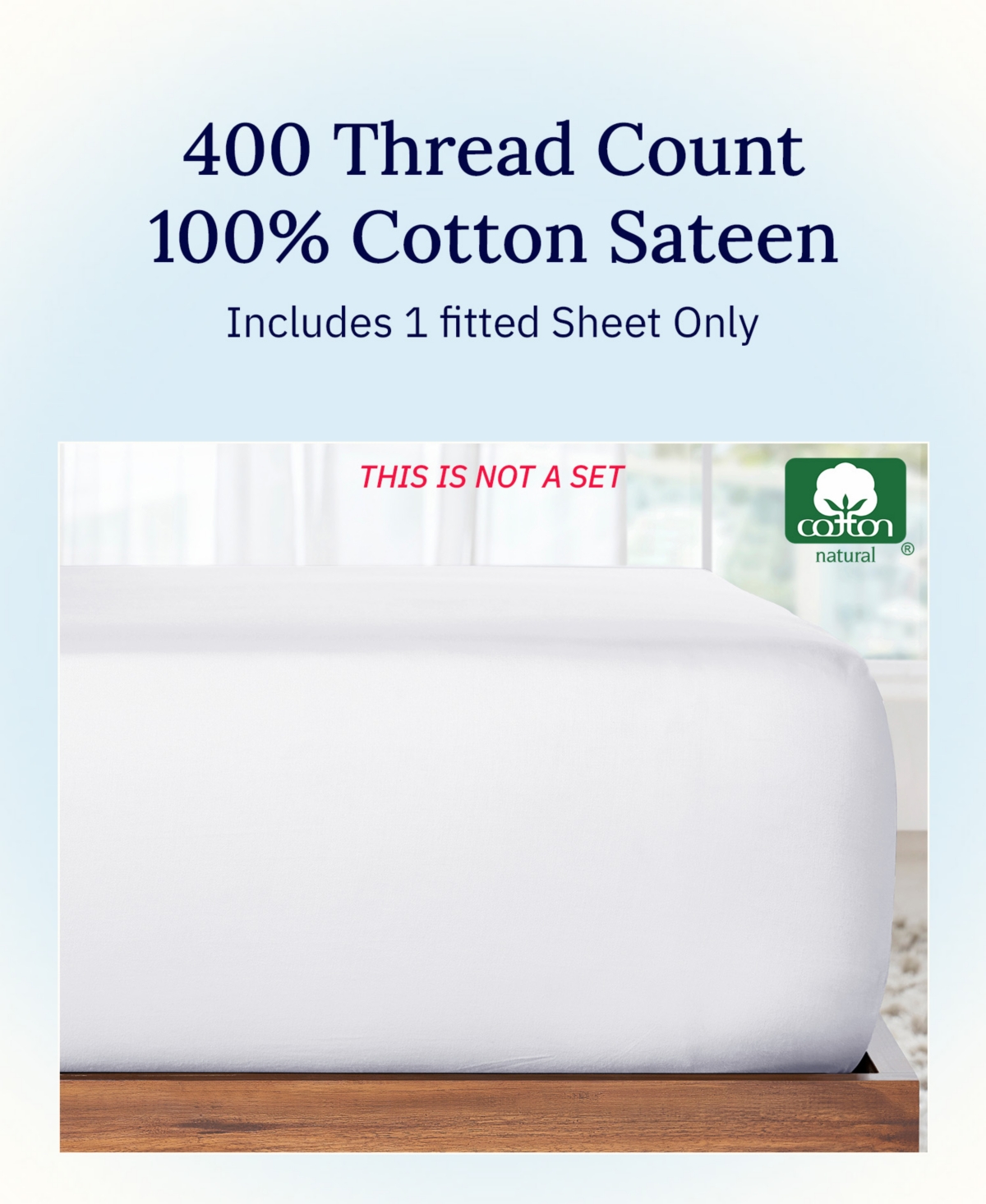 Design Den Soft 400 Thread Count 100% Cotton Deep Pocket Fitted Sheet Only by
