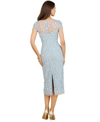 Women's 3D Applique Midi Dress with Cap Sleeves