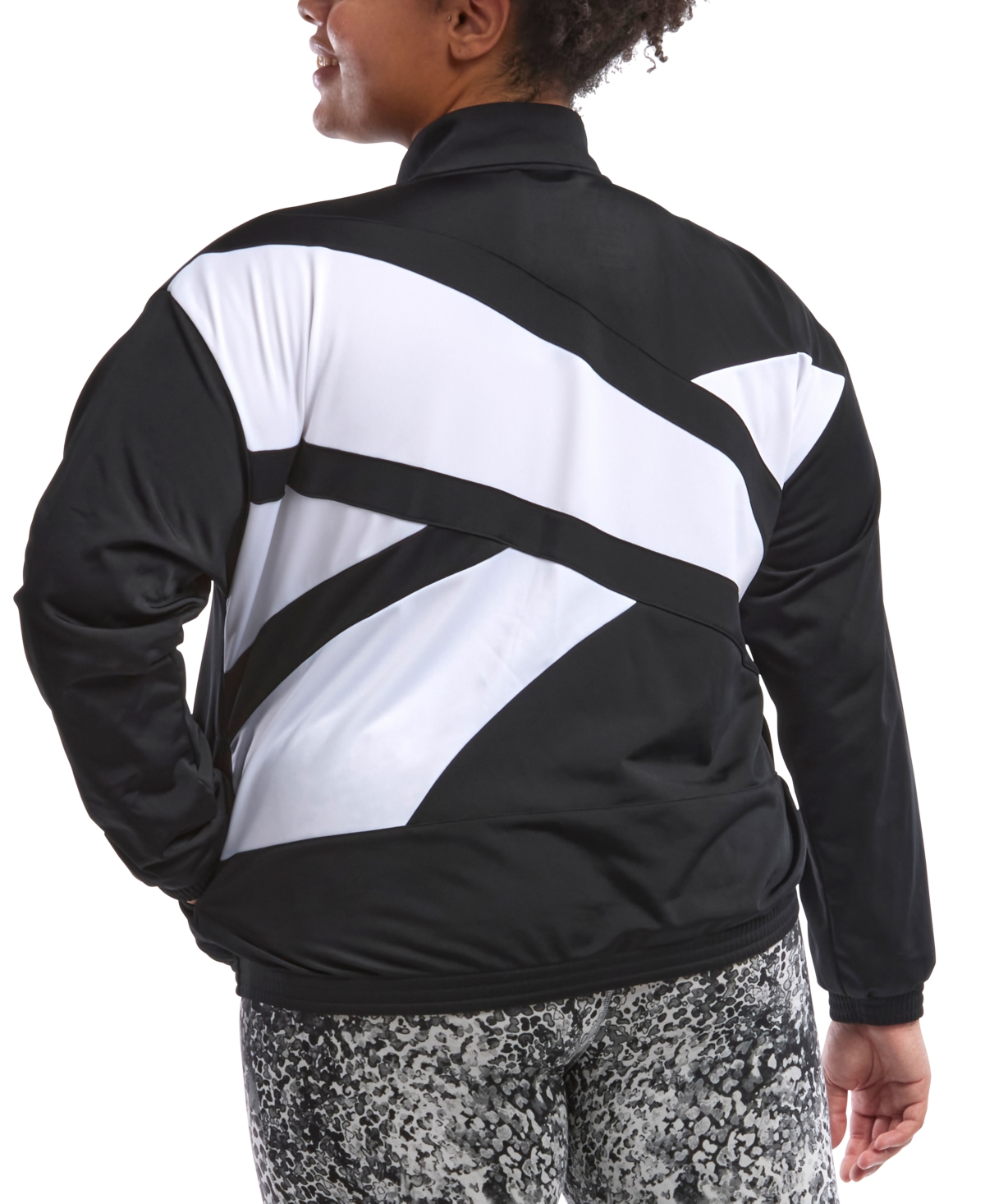 Reebok Plus Size Tricot Zip-Front Long-Sleeve Jacket