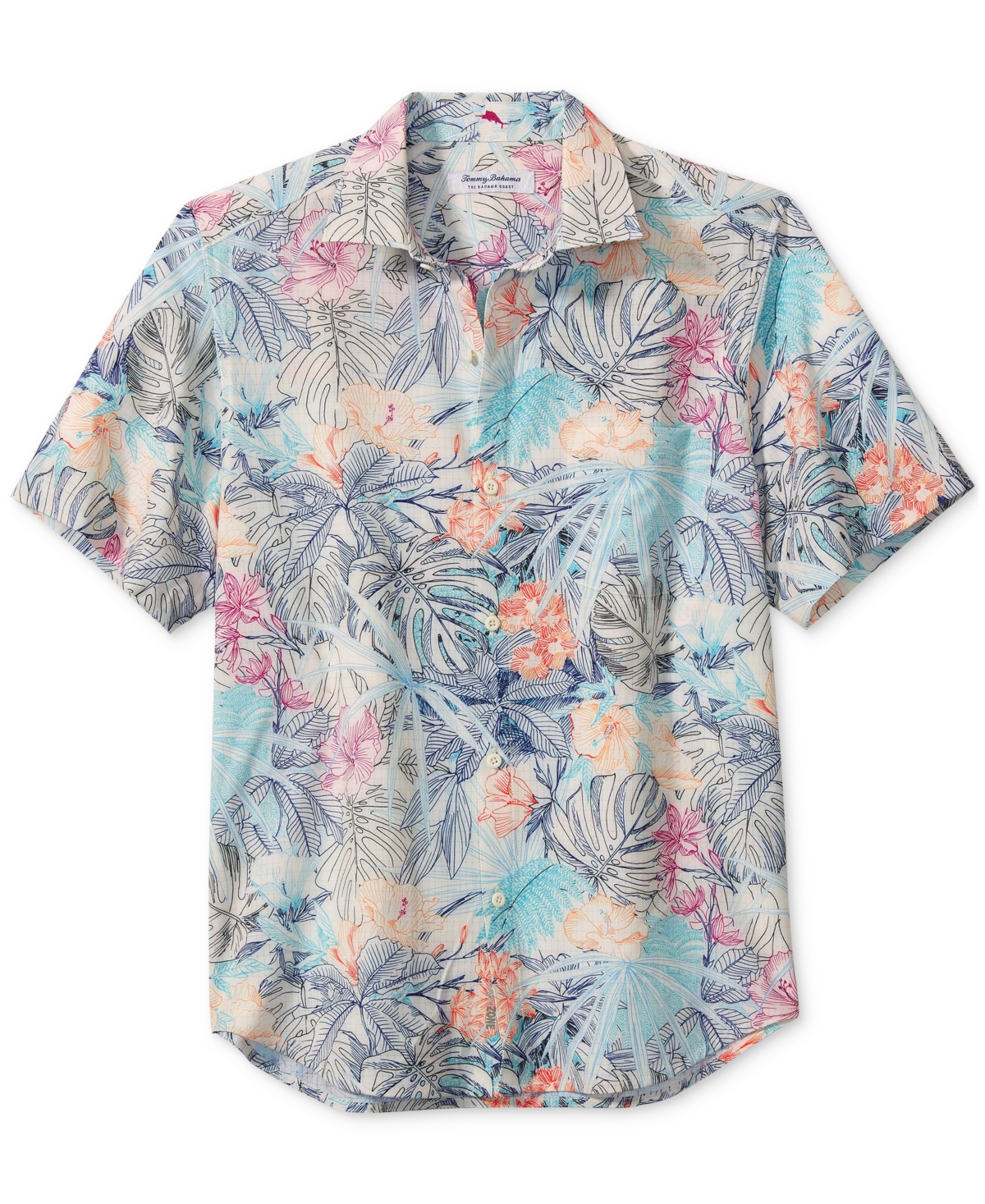 Tommy Bahama Men's Bahama Coast Glow Palms Islandzone Moisture-wicking Printed Button-down Shirt In Lt Sanddollar