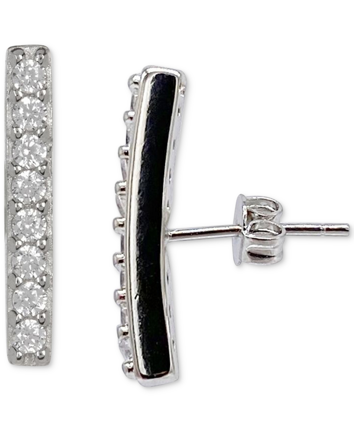Shop Adornia Silver-tone Crystal Bar Stud Earrings