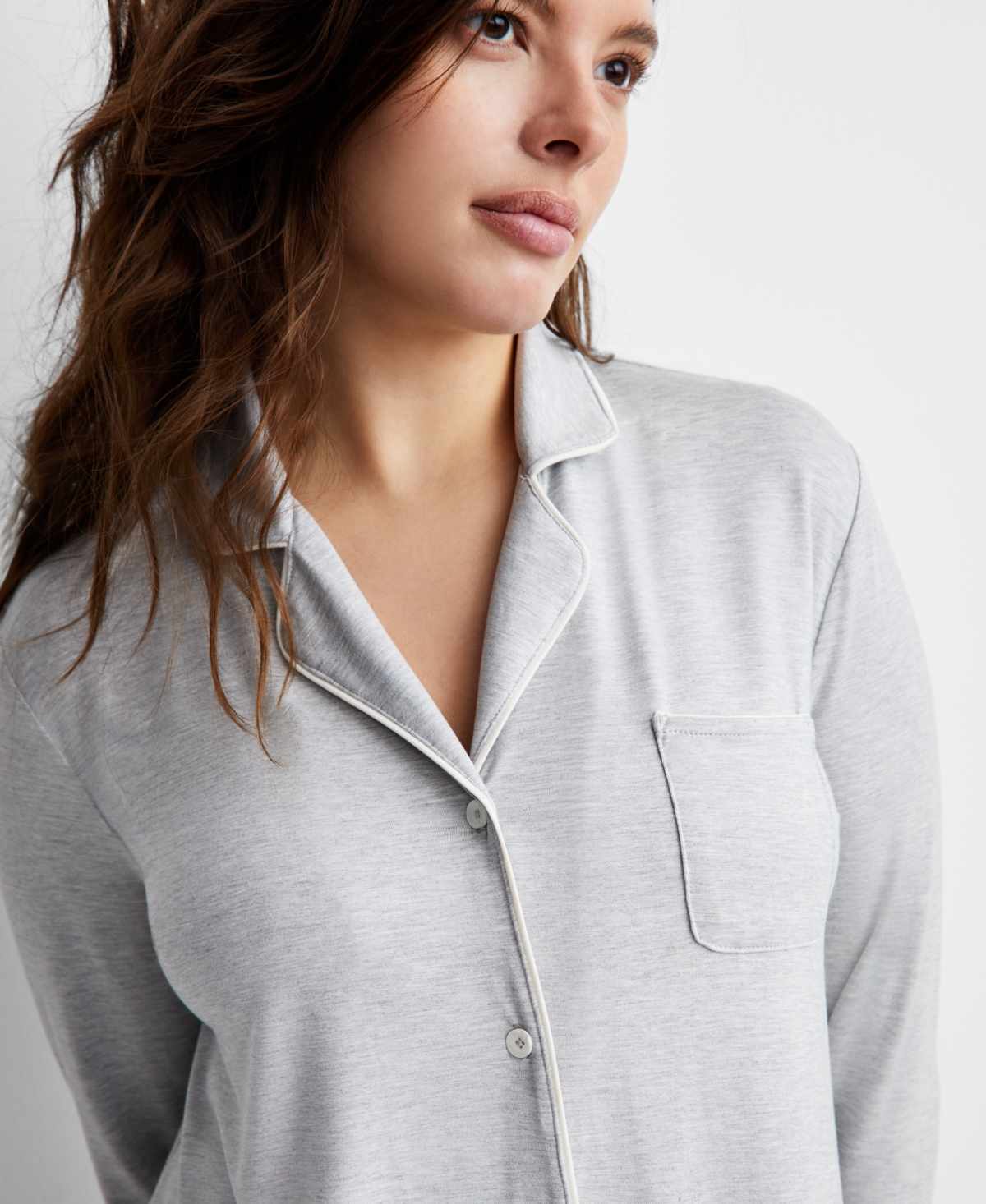 State Of Day Women's Notch Collar Sleepshirt Xs-3x, Created For Macy's In Sleep Grey Heather