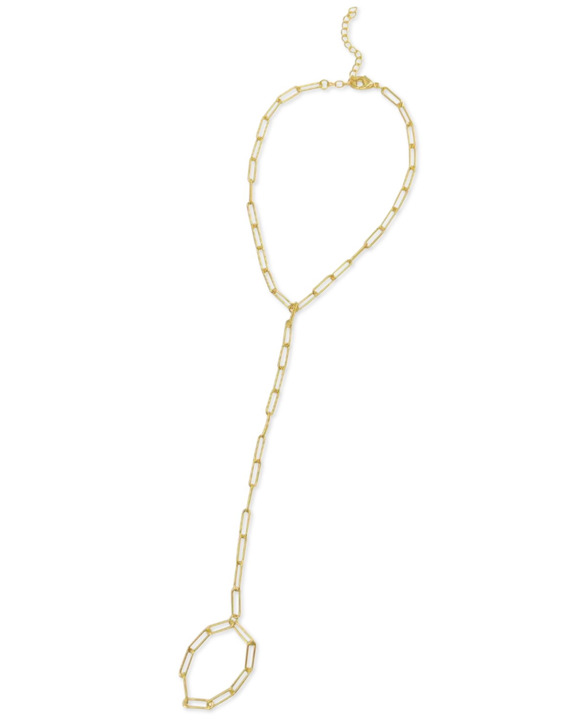 14k Gold-Plated Adjustable Paperclip Hand Chain - Gold