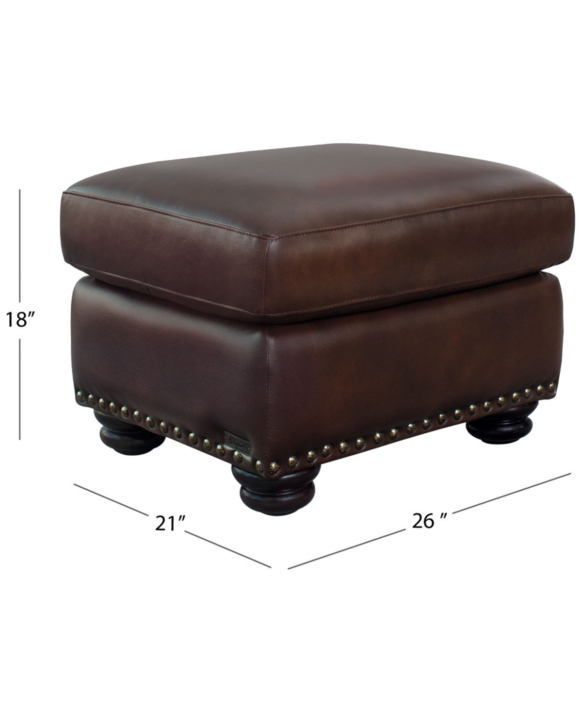 Shop Abbyson Living Arther 26" Leather Traditional Ottoman In Brown