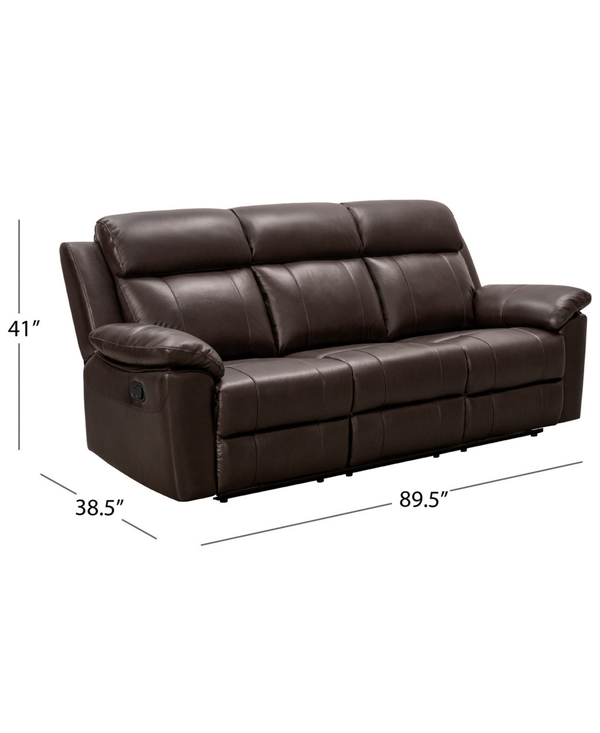 Shop Abbyson Living Braylen 89.5" Top Grain Leather Reclining Sofa In Dark Brown