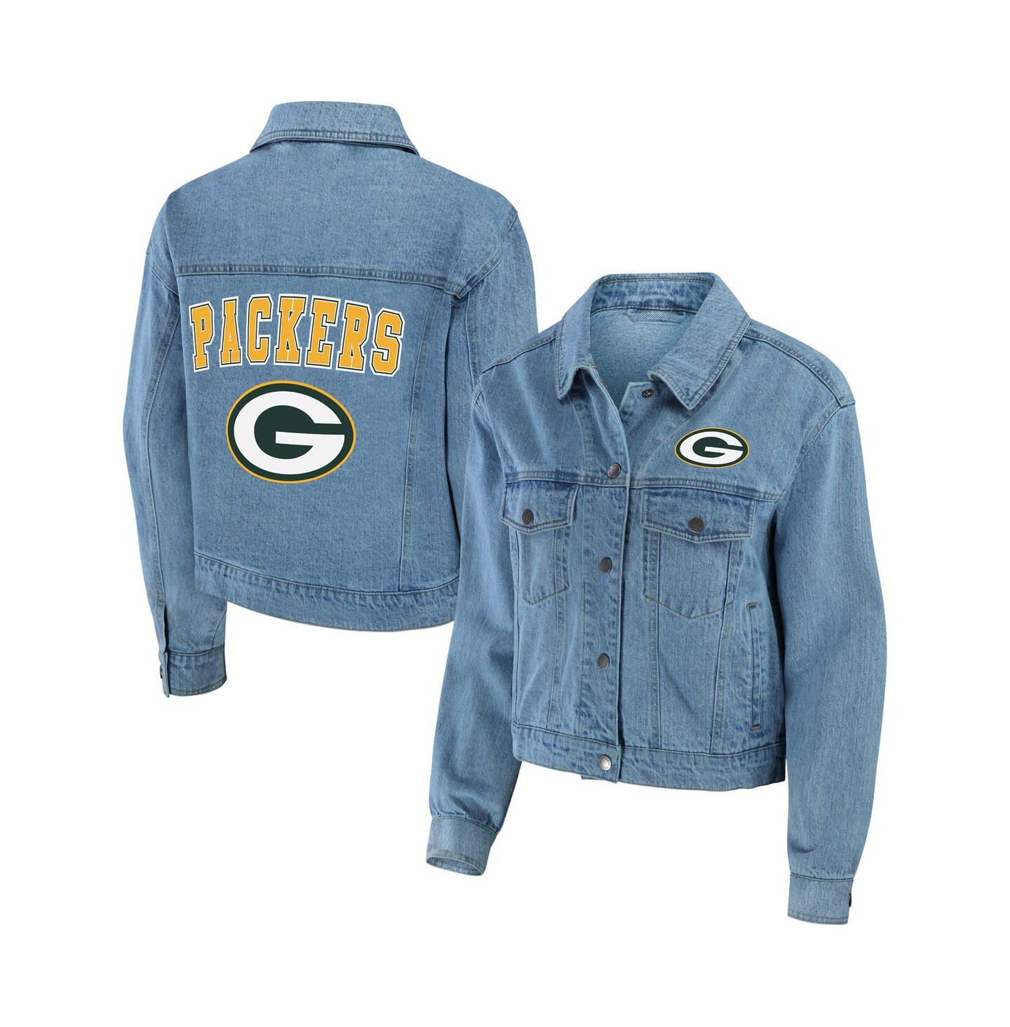 Женская куртка WEAR by Erin Andrews Green Bay Packers Full-Snap Denim Jacket — фото 1