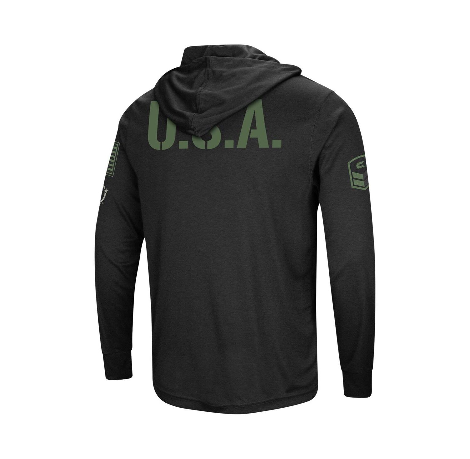 Men's Black Kansas Jayhawks Big and Tall OHT Military-Inspired Appreciation Tango Long Sleeve Hoodie T-shirt