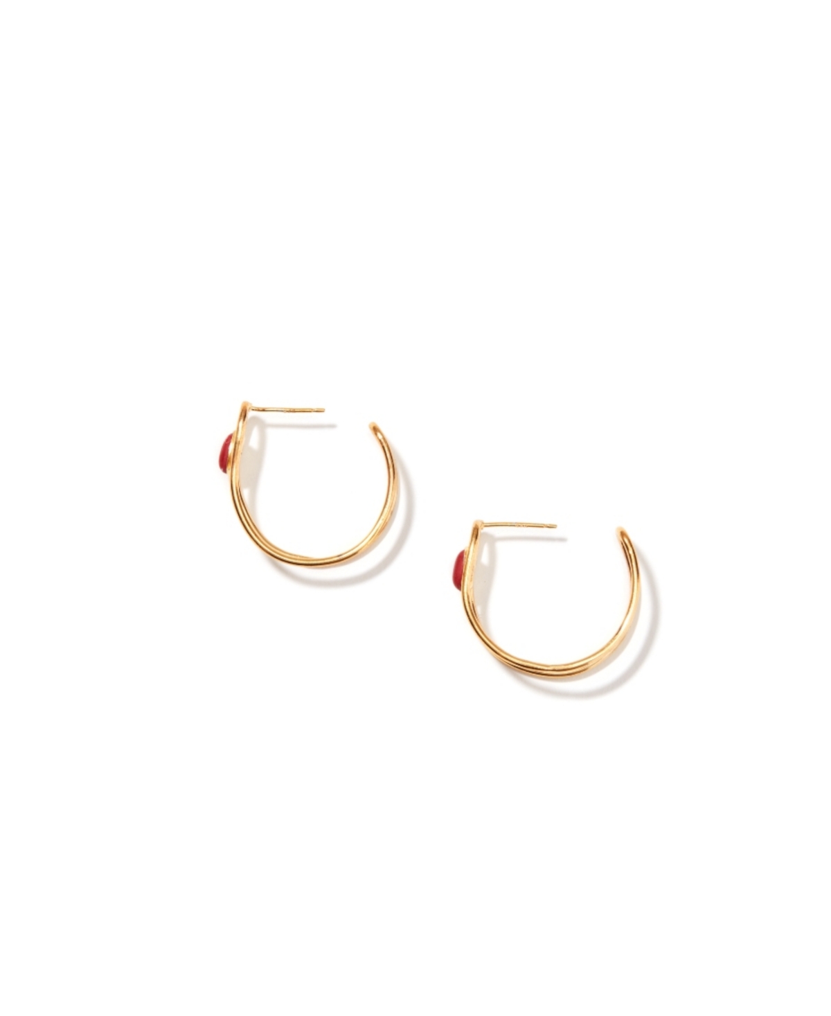 Coral Semi Hoop Dangle Earrings - Gold
