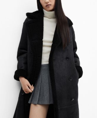 Mango black fur coat best sale