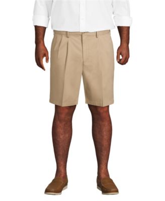 Men's No Iron 9" Comfort Waist Pleated Front Chino Short