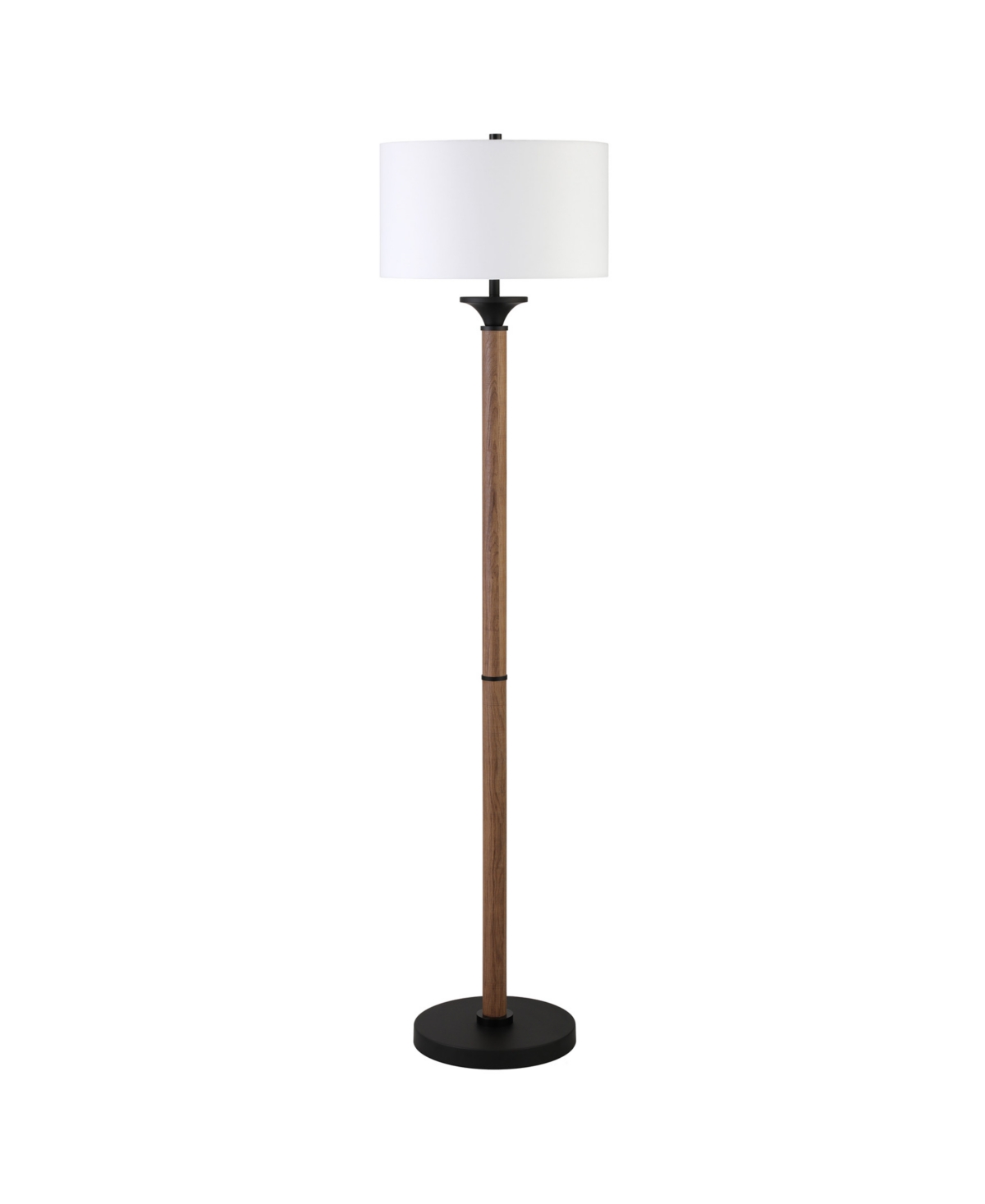 Hudson & Canal Delaney 66" Tall Floor Lamp With Linen Shade In Rustic Oak,blackened Bronze