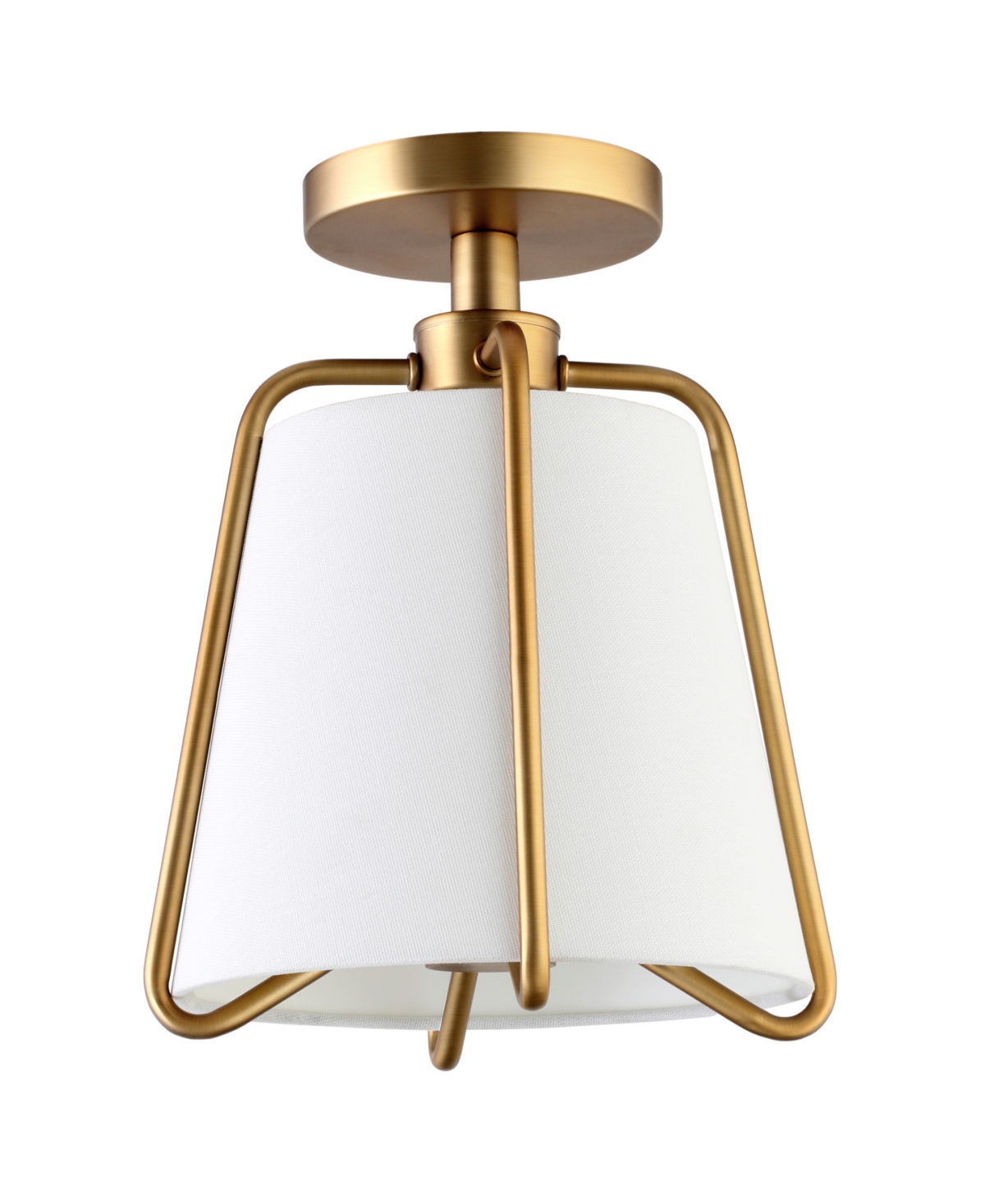 Hudson & Canal Marduk 9.5" Semi Flush Mount With Linen Shade In Brushed Brass
