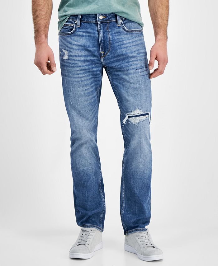 GUESS Men's Regular-Straight Fit Destroyed Jeans - Macy's