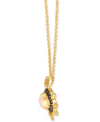 Chocolatier&reg; Neopolitan Opal (1 ct. t.w.) & Diamond (1/2 ct. t.w.) Sea Turtle Adjustable 20" Pendant Necklace in 14k Gold