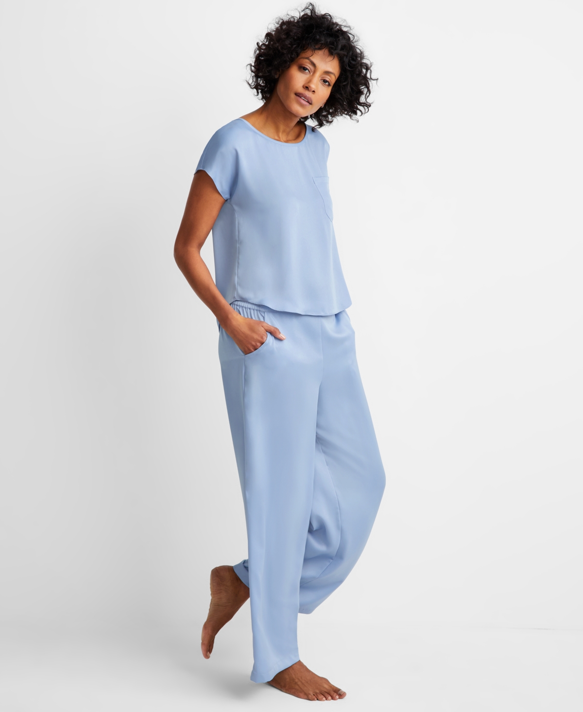 State Of Day Women's 2-pc. Crepe De Chine Short-sleeve Pajama Set, Created For Macy's In Eventide
