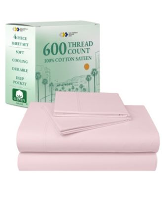 5-Star Sheet Set, 600 Thread Count Cotton Sateen, Soft & Crisp Bed Sheets - Queen