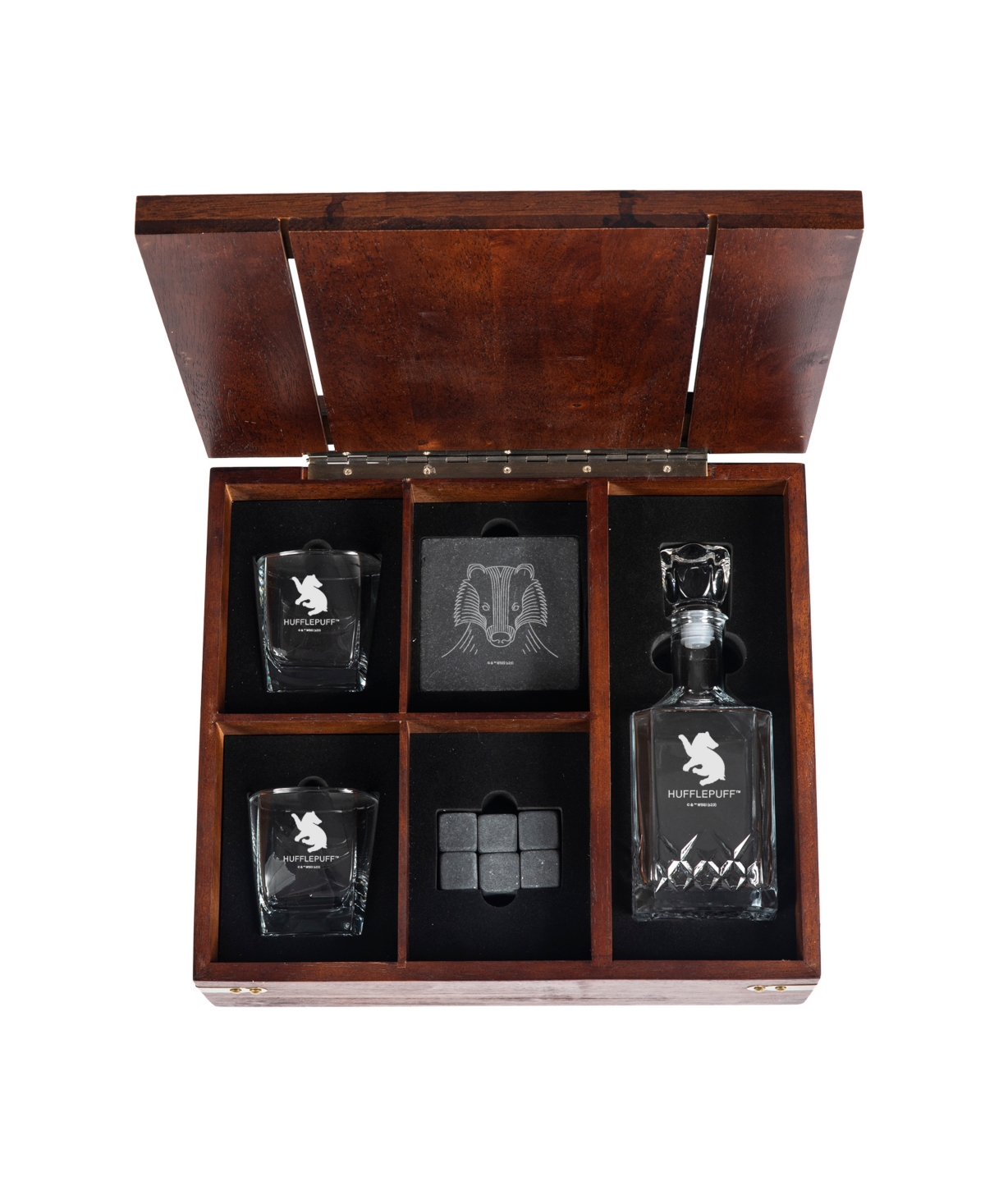 Shop Legacy Harry Potter Hufflepuff Whiskey Box Gift 12 Piece Set With Decanter In Oak