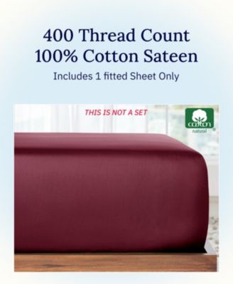 400-Thread Count 100% Cotton Deep Pocket Fitted Sheet, Queen