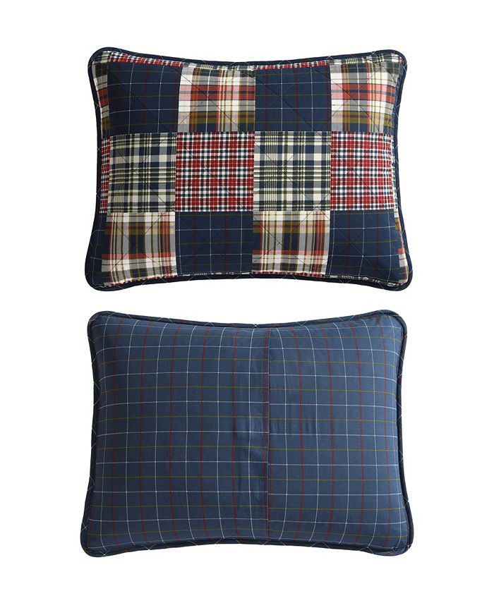 Eddie Bauer Madrona Plaid Blue Reversible 3Piece Full/Queen Quilt Set