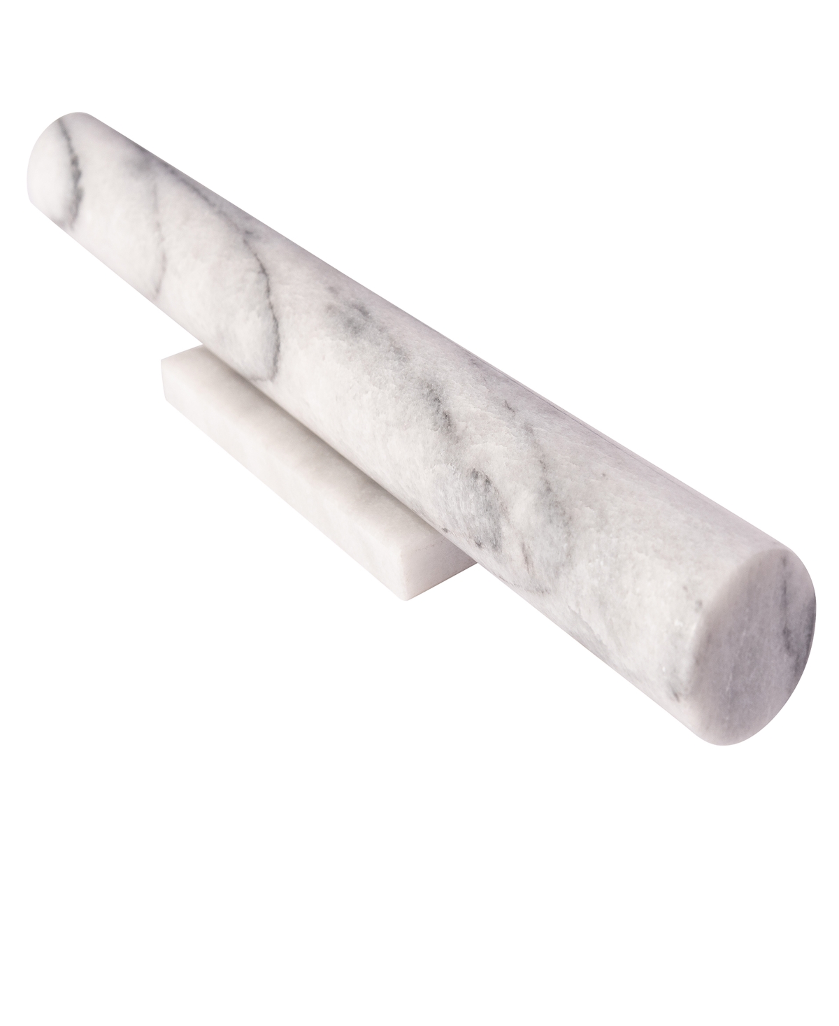 Artifacts Trading Company 12" Straight Marble Rolling Pin With Stand, 11" X 1" In White Matte