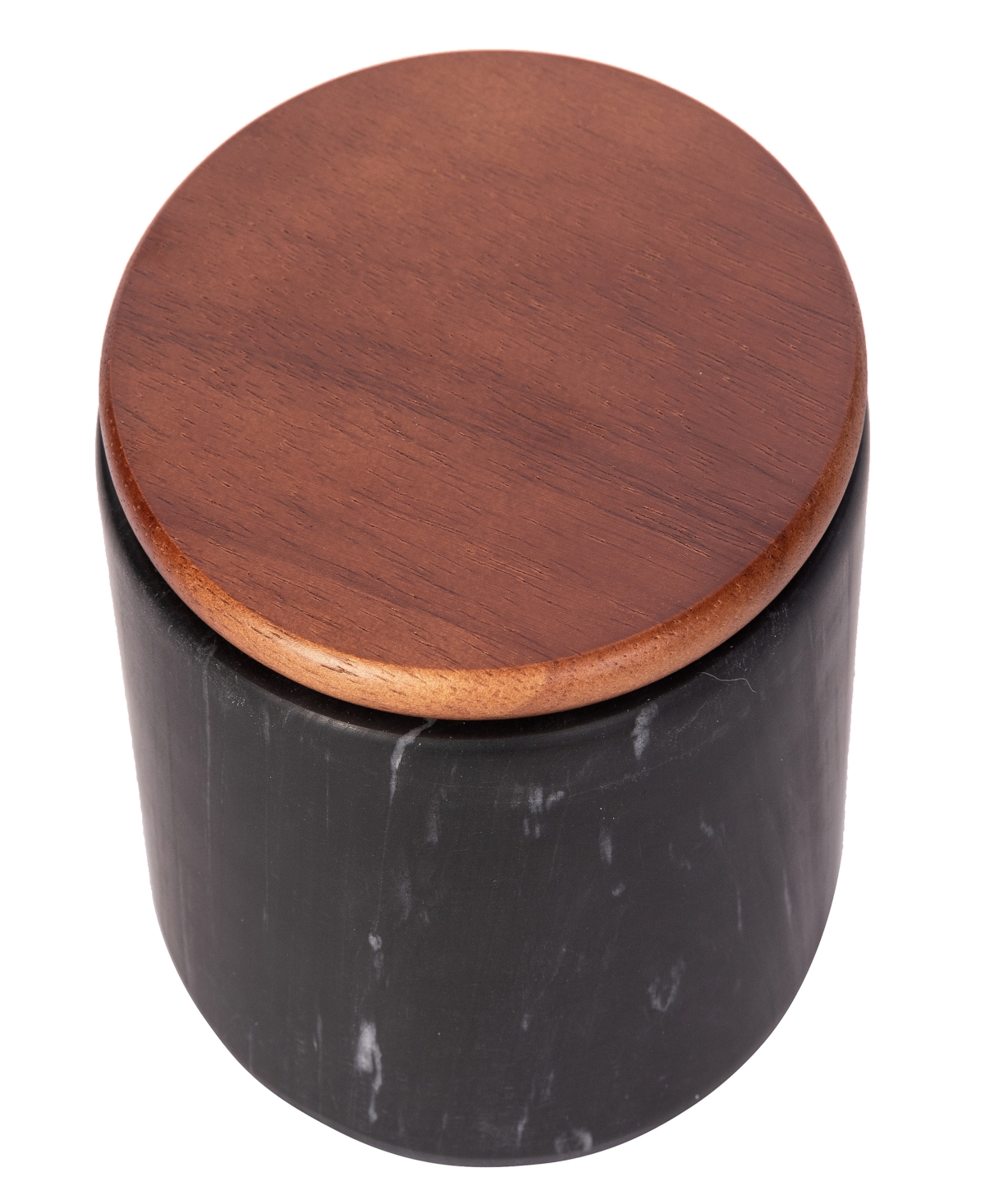 Shop Artifacts Trading Company Marble Storage Canister With Sealed Wood Top, 5" X 4" In Black Matte