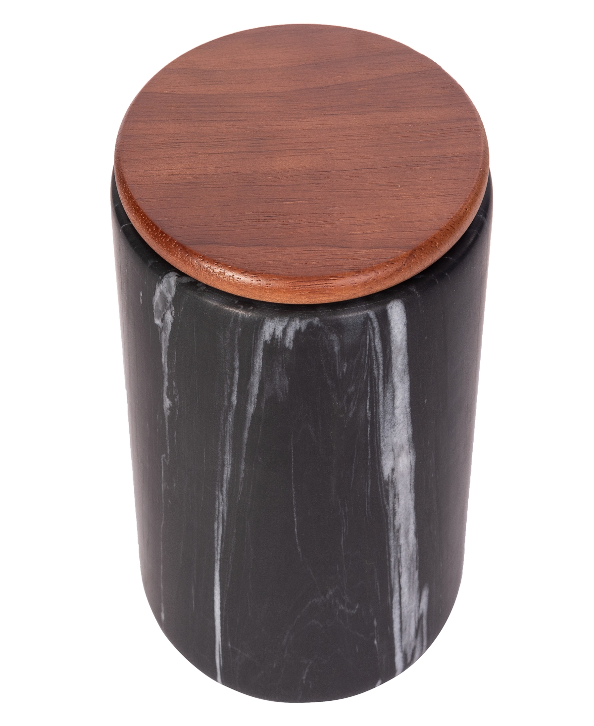 Shop Artifacts Trading Company Marble Storage Canister With Sealed Wood Top, 5" X 6" In Black Matte