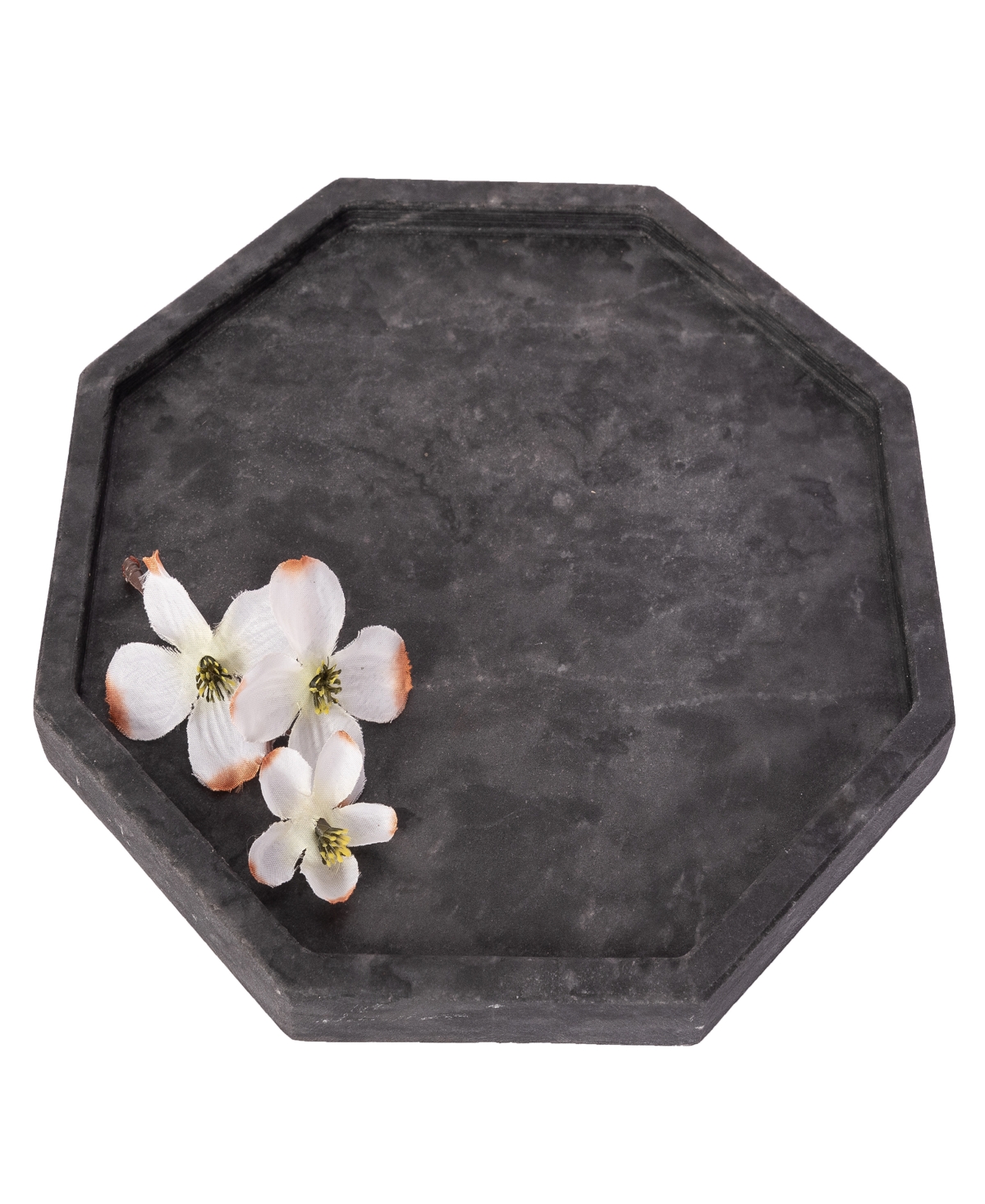 Artifacts Trading Company Marble Octagonal Tray, 10" X 0.3" In Black Matte