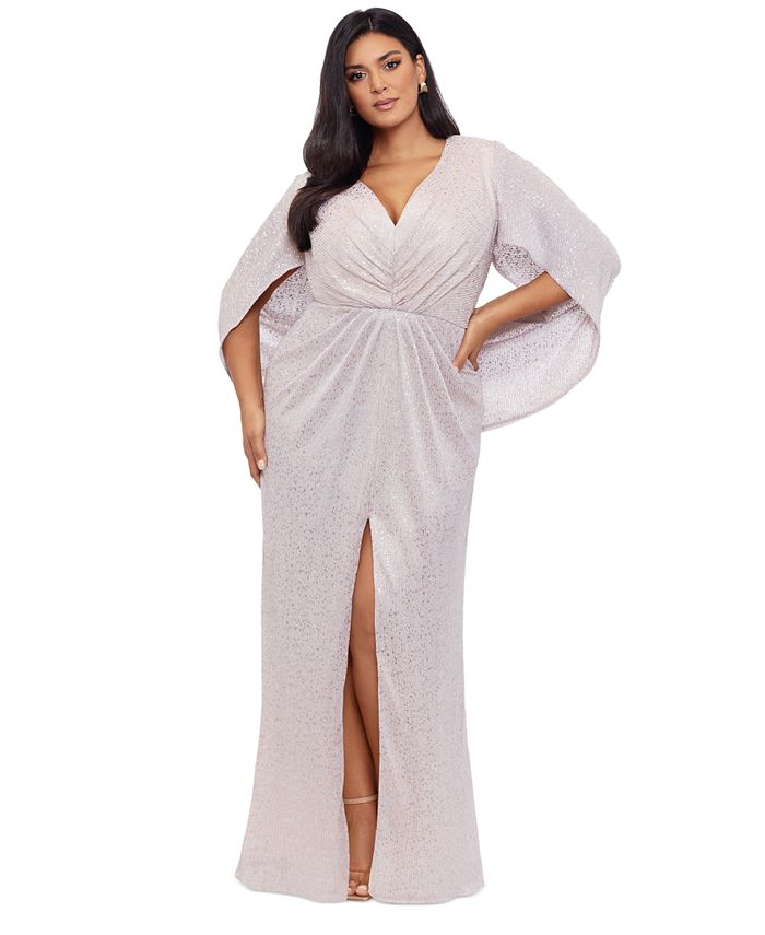 Betsy & adam plus size ruched cape dress store