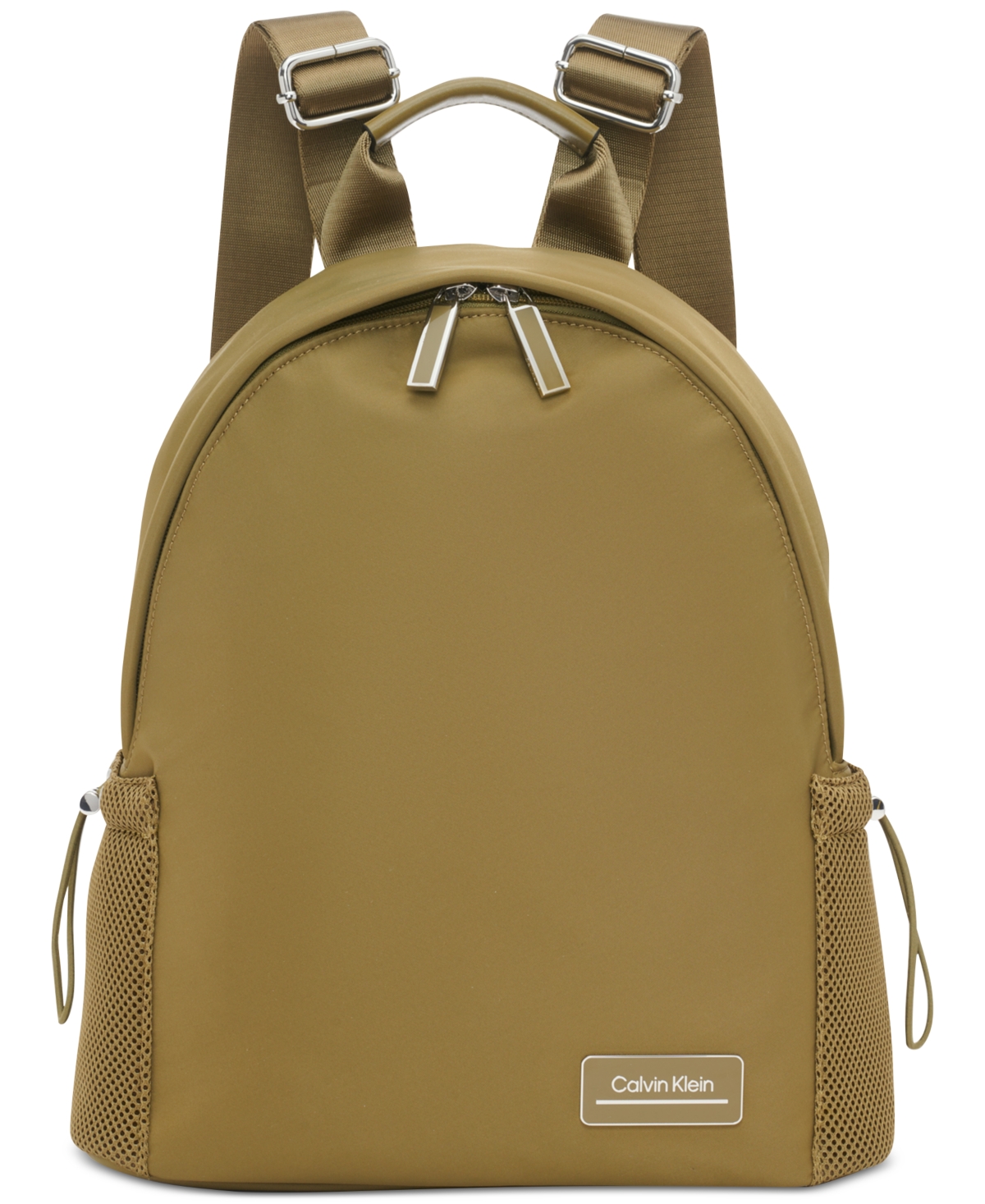 Calvin Klein Jessie Mesh Side Pocket Nylon Backpack In Olive Branch