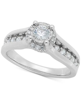 Macy's - Diamond Halo Cathedral Engagement Ring (1 ct. t.w.) in 14k White Gold