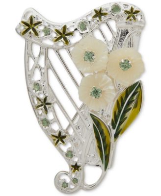 Anne Klein - Silver-Tone Mixed Stone Flower Harp Pin