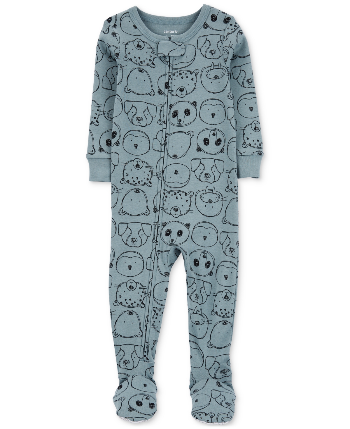 Carter's Babies' Toddler Boys Cotton Animals-print 100% Snug Fit One-piece Footed Pajamas In Blue