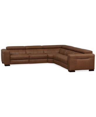 Rinan 125" 5-Pc. Leather Sectional with 3 Power Recliners, Created for Macy's