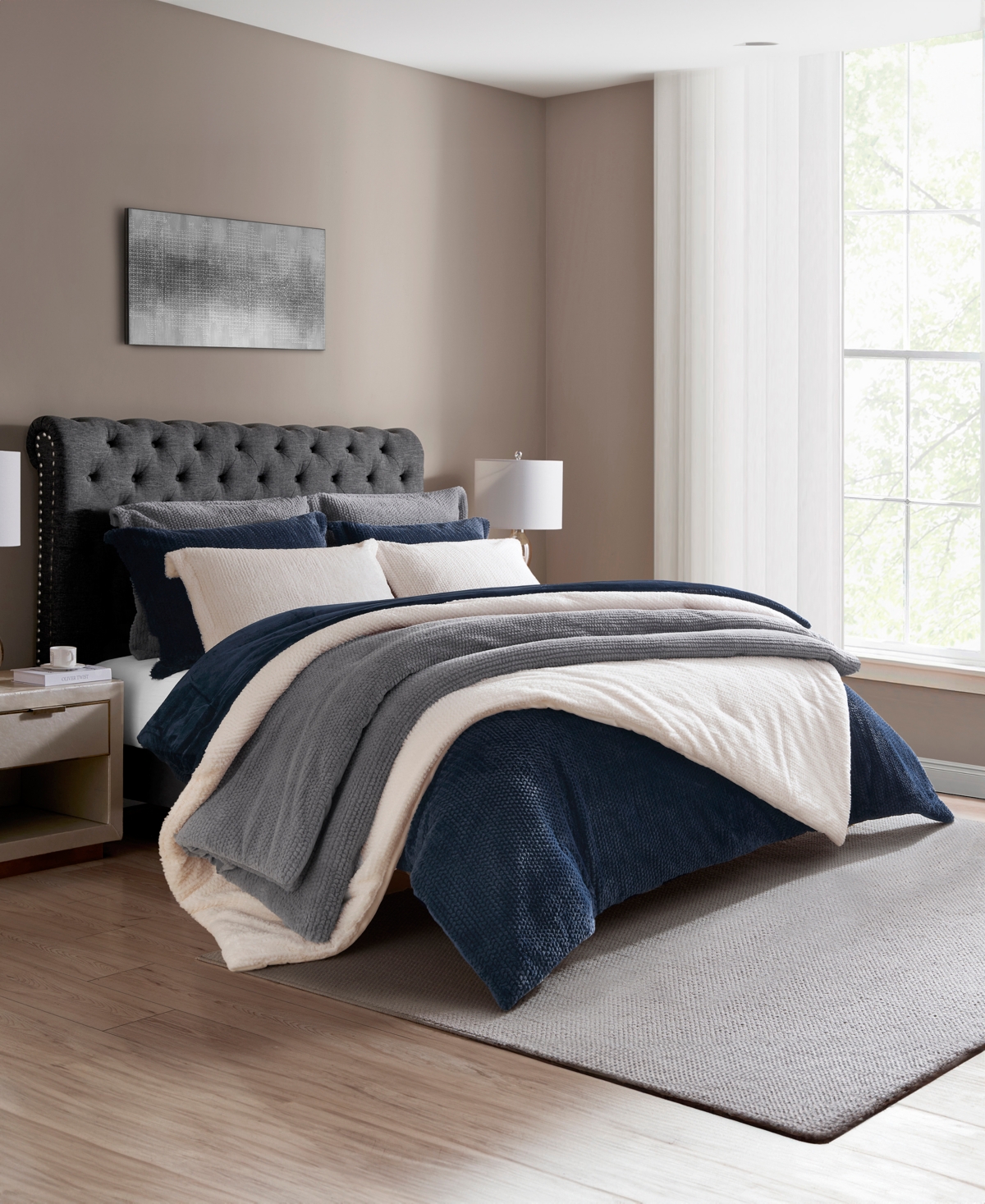 Royal Luxe Faux Fur to Mink Reversible 3 Piece Comforter Set,