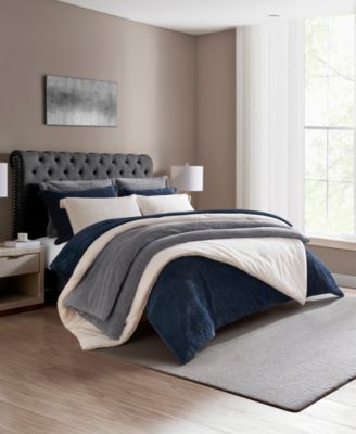 Faux Fur to Mink Reversible 3 Piece Comforter Set, King