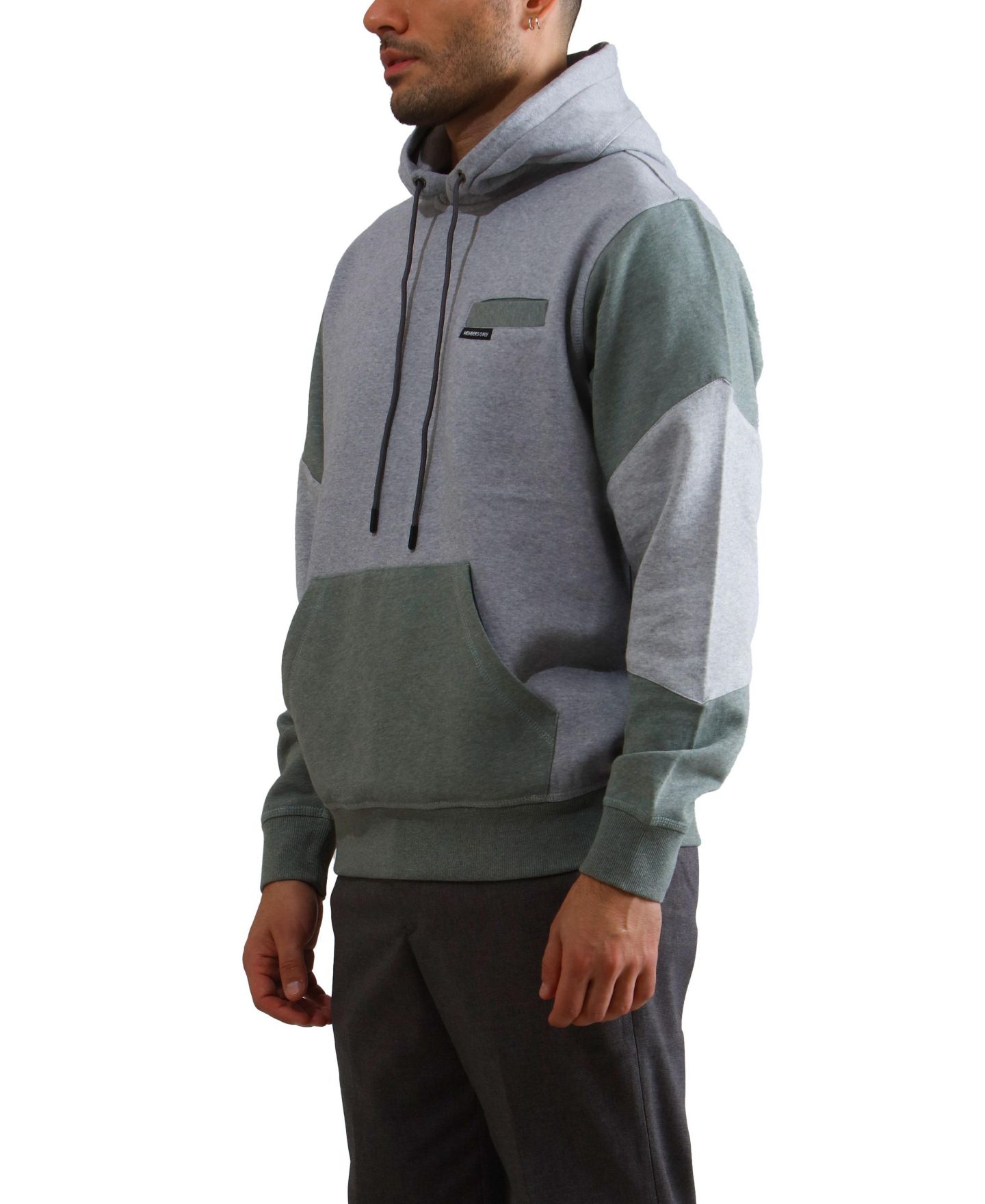 Мужское худи Members Only Drew Colorblock Hooded Sweatshirt for Men, цвет: Пепельный — фото 2