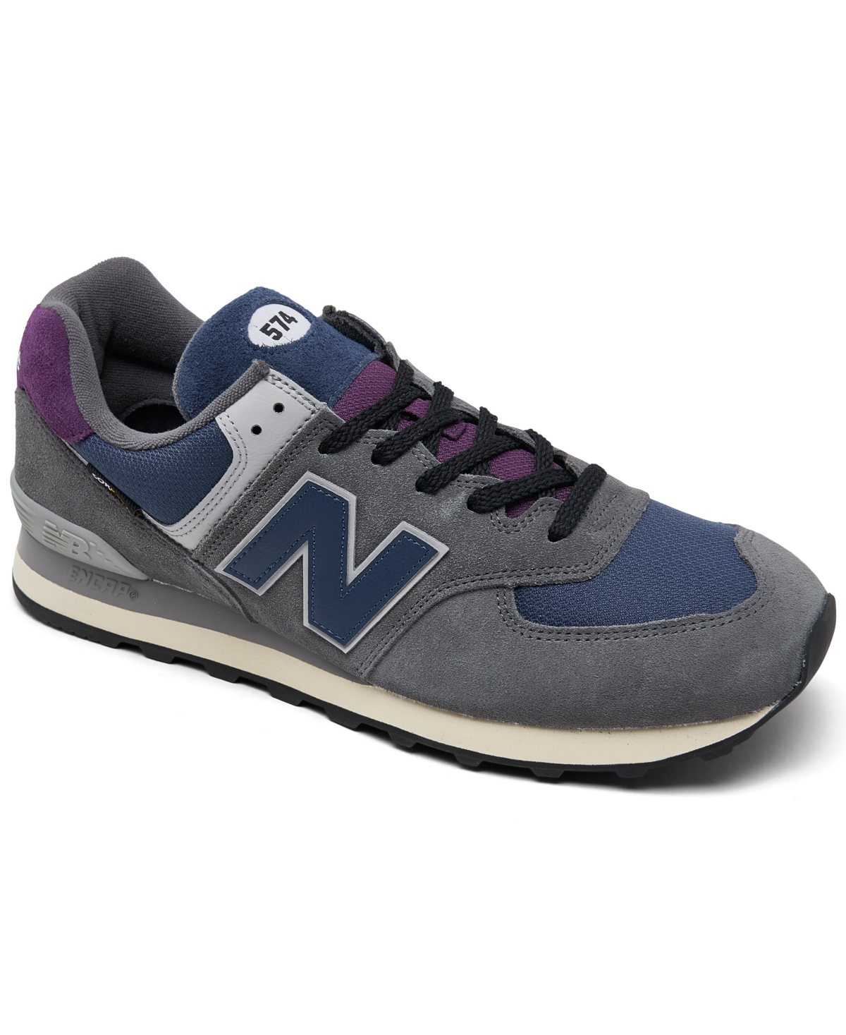 New Balance Men's 574 Casual Sneakers From Finish Line In Gray,navy,purple