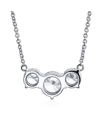 3 Stone CZ Past Present Future Solitaire Cubic Zirconia Necklace