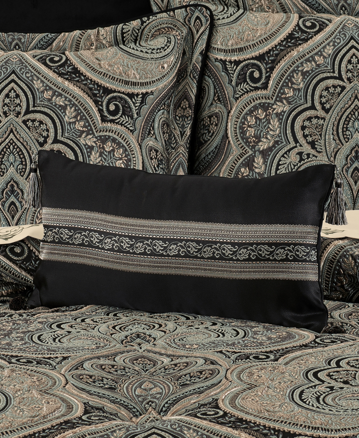 J Queen New York Vincenzo Boudoir Decorative Pillow, 12" X 21" In Glacier