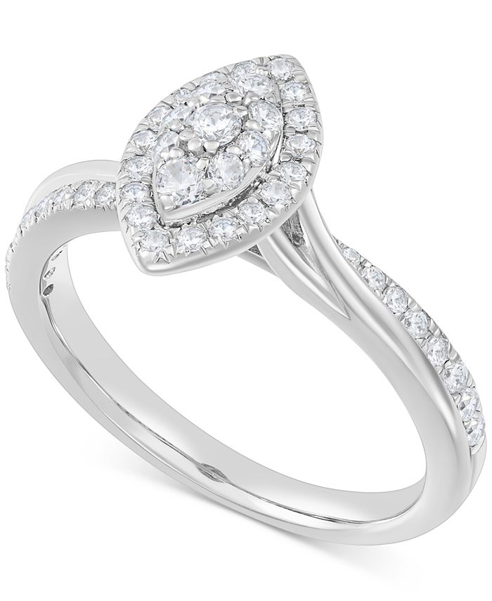 Macy s Diamond Marquise Shaped Halo Cluster Engagement Ring 1 2