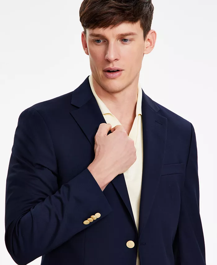 Men's Modern-Fit Solid Navy Blazer - thumbnail 5
