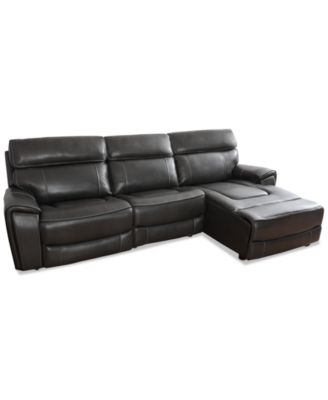 CLOSEOUT! Hutchenson 114.5" 3-Pc. Zero Gravity Leather Sectional with 2 Power Recliners and Chaise, Created for Macy's