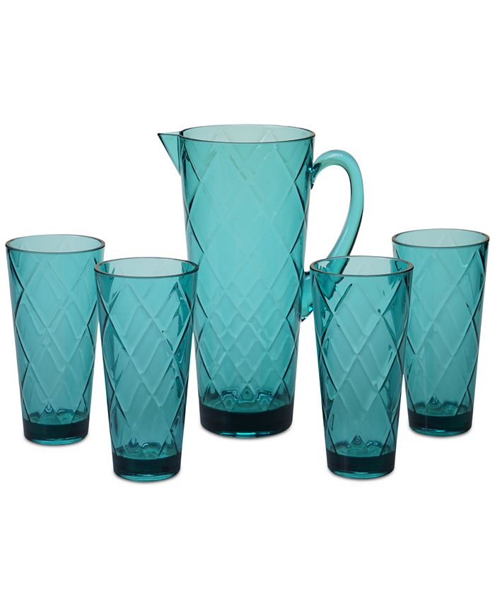 Certified International Teal Diamond Acrylic 5Pc. Drinkware Set Macy's
