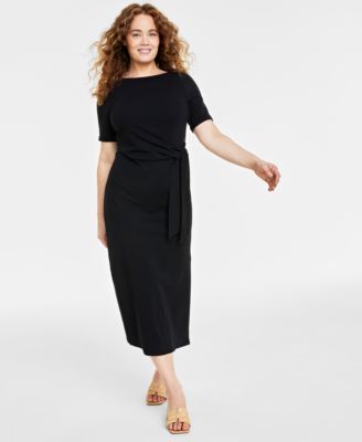 Macy's black wrap dress best sale